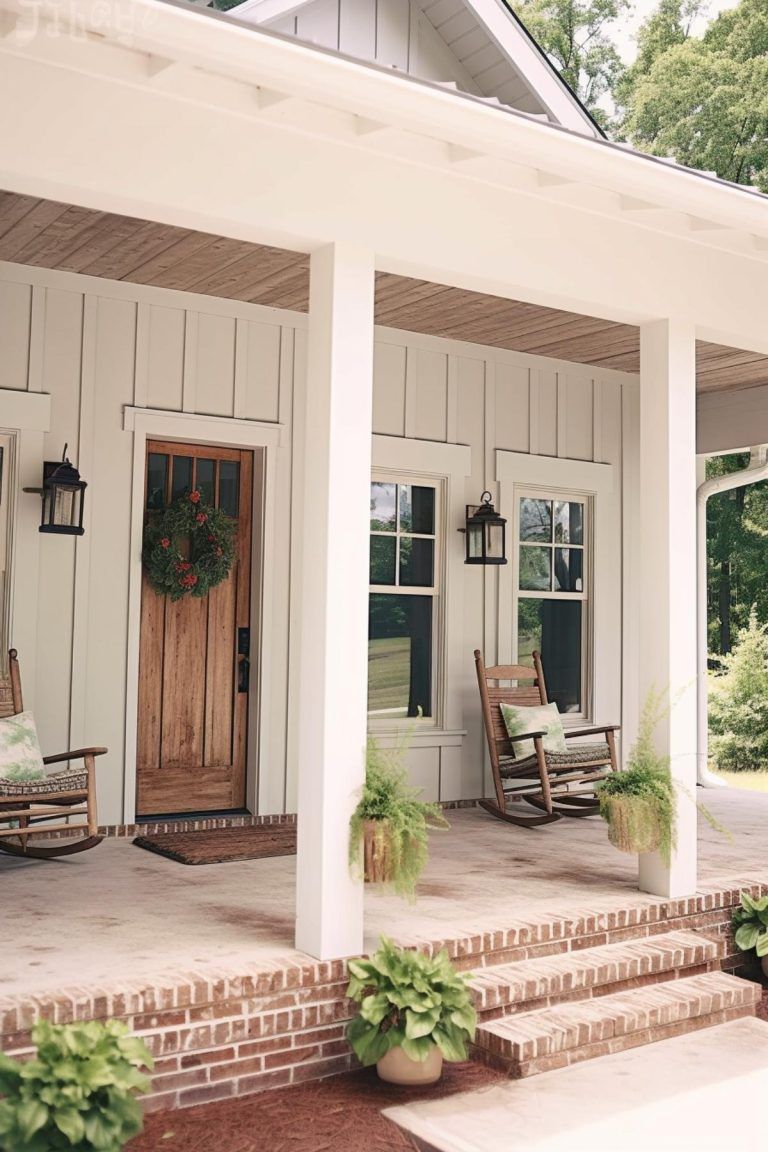 Charming and Cozy Farmhouse Front Porch Inspiration