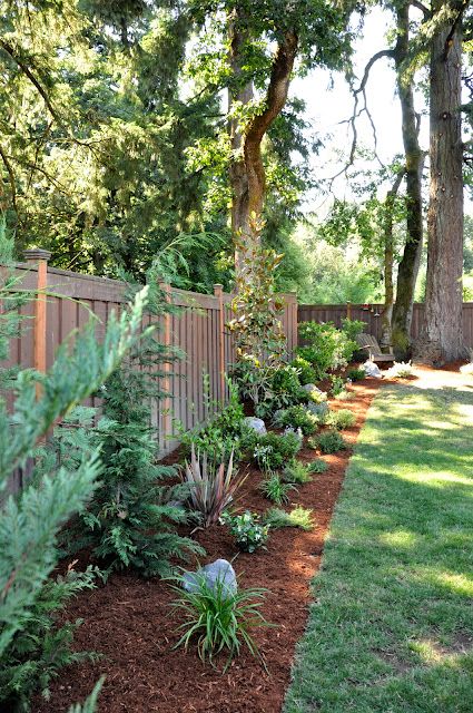 simple backyard landscaping along fence