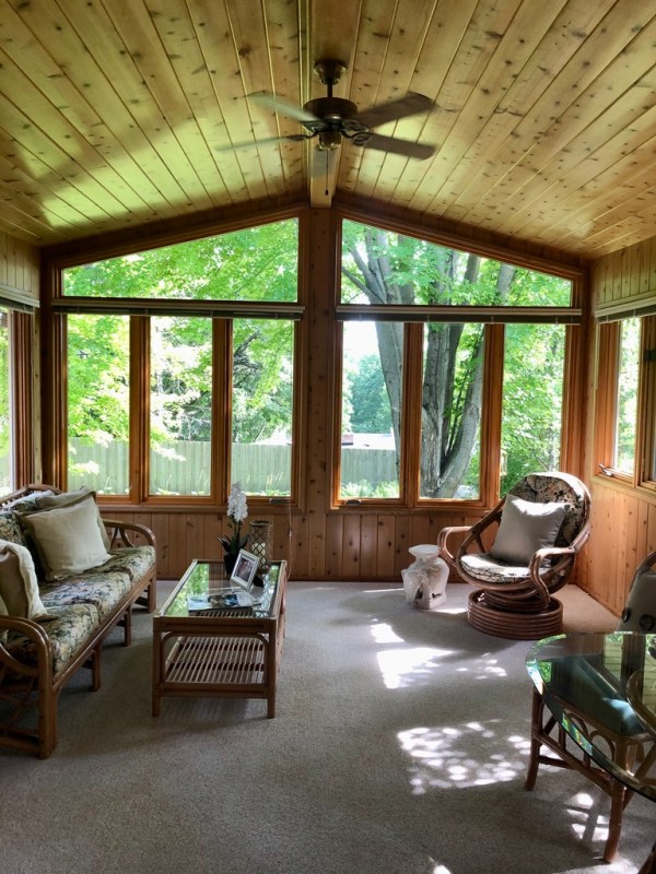 Transforming our Knotty Pine Porch from Dated to Modern- Without .