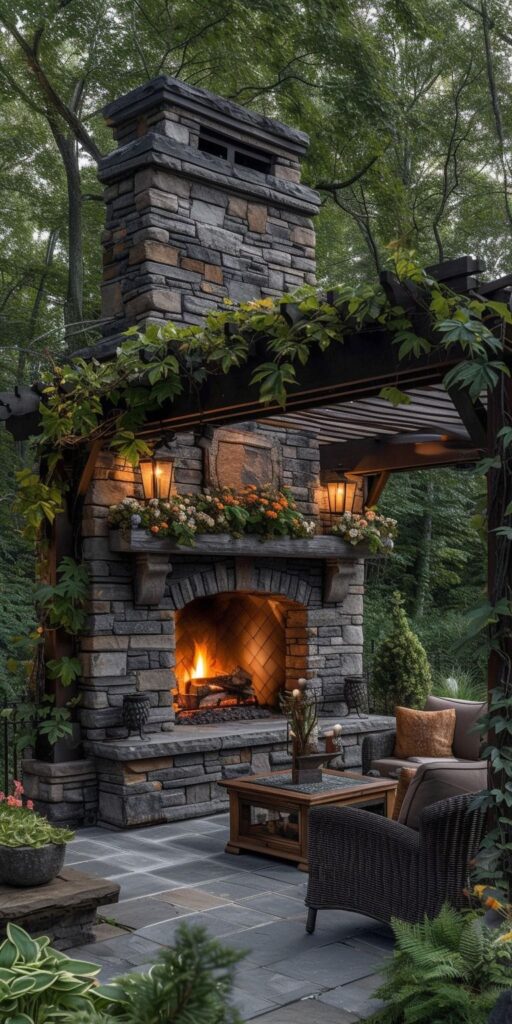 backyard fireplace