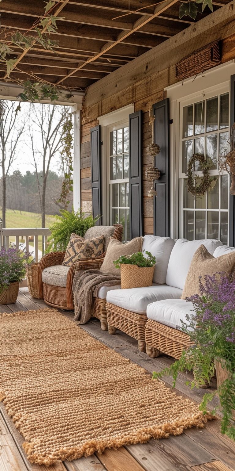 Charming and Cozy Rustic Porch Inspiration