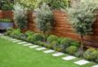 simple backyard landscaping along fence