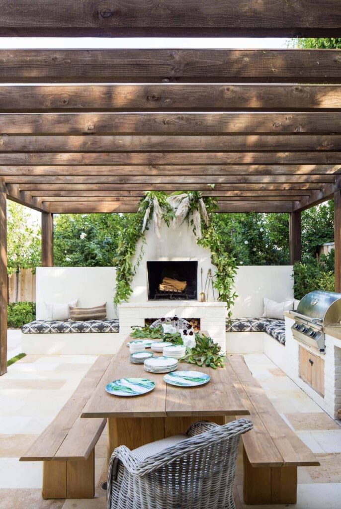 patio ideas with fireplace