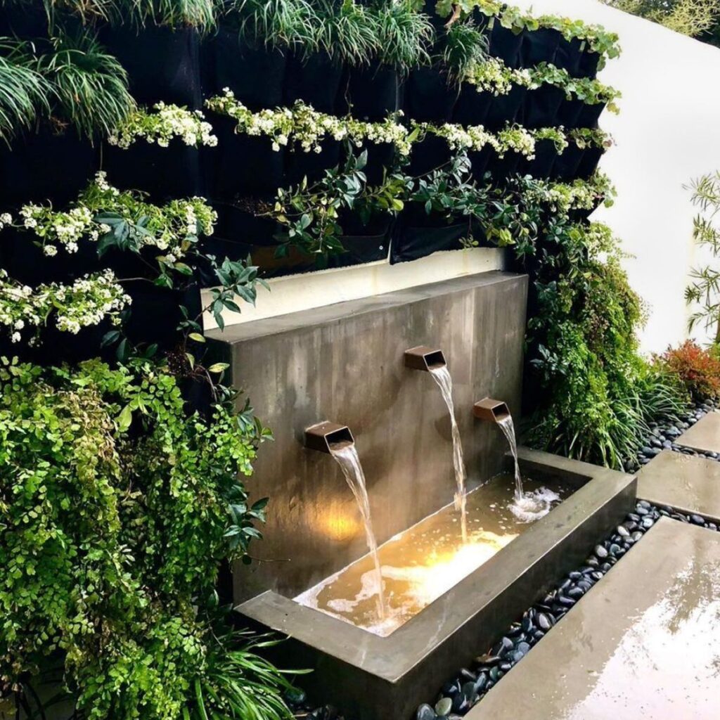 small garden with fountain