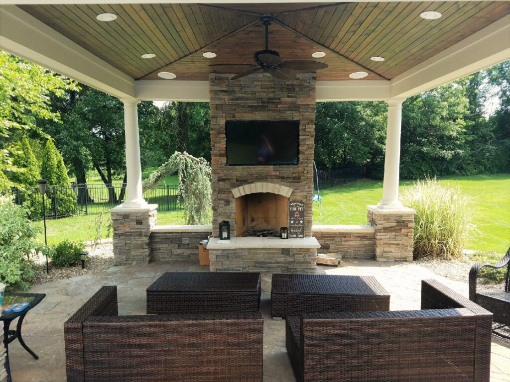 patio ideas with fireplace