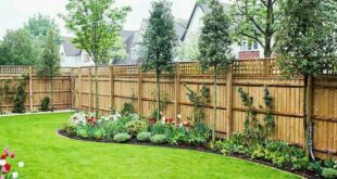 simple backyard landscaping along fence