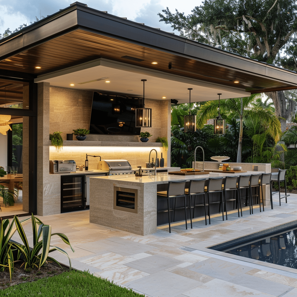 outdoor patio ideas with kitchen