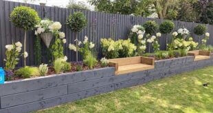 raised flower beds in front of house