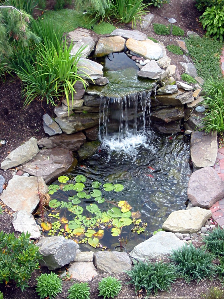 small garden with fountain