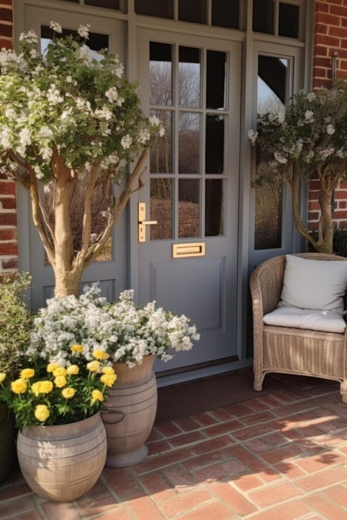 landscaping in front of porch