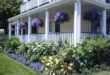 landscaping in front of porch