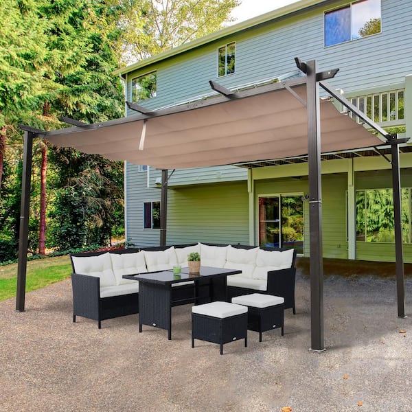 Outsunny 10 ft. x 13 ft. x 8 ft. Aluminum Outdoor Pergola Backyard .