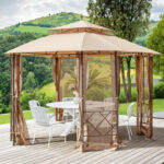 EROMMY 12'x10' Patio Gazebo, Heavy Duty Outdoor Canopy With Mesh .