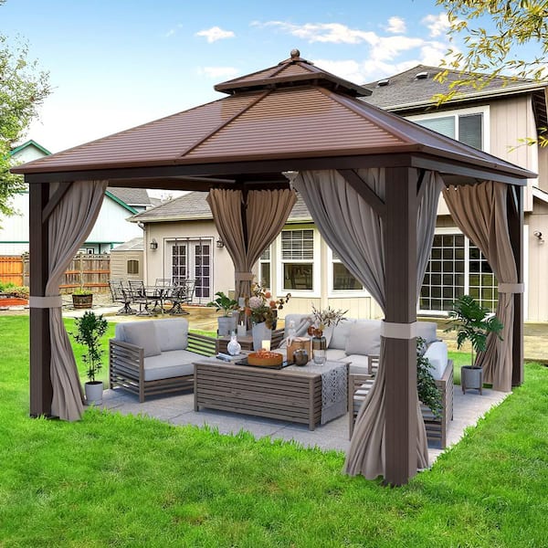 EROMMY 12 ft. x 12 ft. Hardtop Gazebo Galvanized Steel Double .