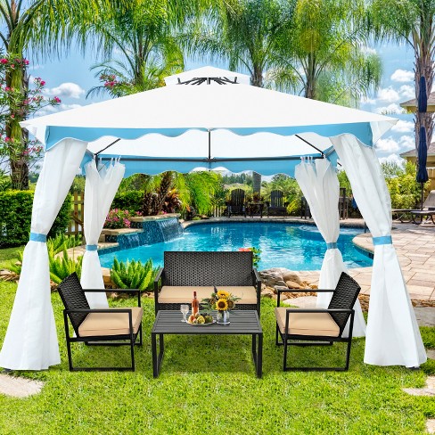 Tangkula 2 Tier 10'x10'patio Steel Gazebo Outdoor Canopy Tent .