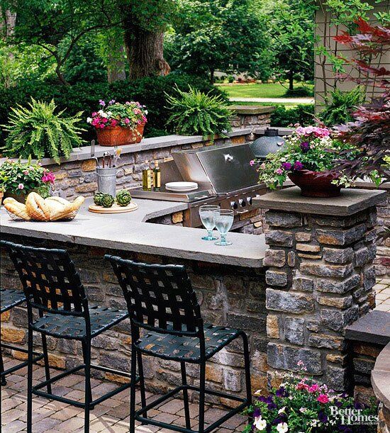 Grilling Terrace with Eat at Bar | Backyard Kitchen, Outdoor .