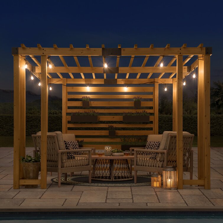 Sunjoy SummerCove 10.5 ft. x 10 ft. Cedar Wood Pergola with .