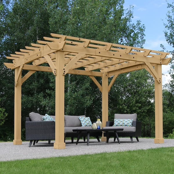 Yardistry Meridian 10 ft. x 12 ft. Cedar Backyard Pergola with .