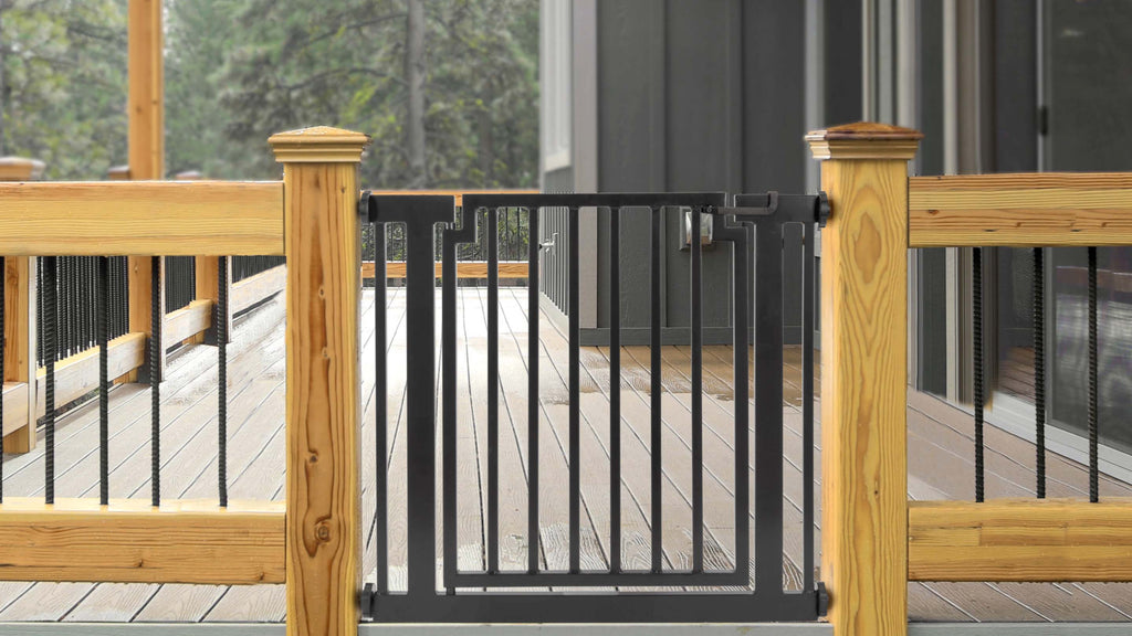 Strong Outdoor Dog Gate For Deck, Porch, Patio. Pet Gate Outside .