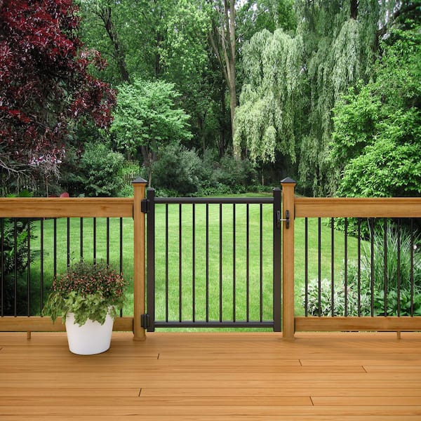 ProWood 4 ft. x 3 ft. Adjustable Black Aluminum Deck Gate 238352 .