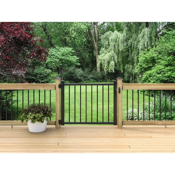 4 ft. x 3 ft. Adjustable Black Aluminum Deck Gate 248874 - The .