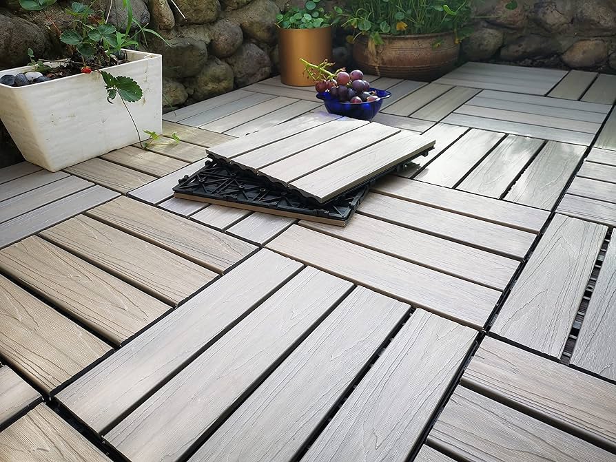 Amazon.com: WPC Patio Deck Tiles,DIY Interlocking Decking Tiles .