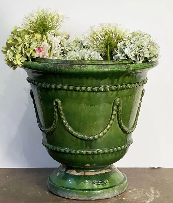 Large Glazed Earthenware Castelnaudary-Style Urn or Planter Pot .