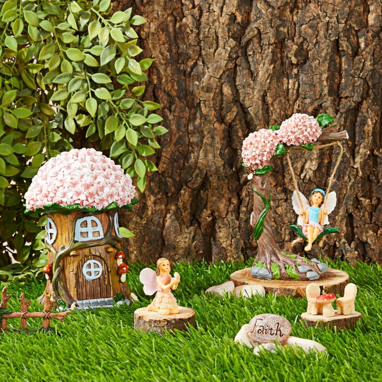 8 Piece Miniature Fairy Flower Garden Accessories Outdoor Decor .