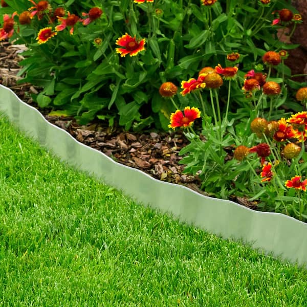 Pure Garden 6.25 in. x 16 ft. Galvanized Steel Lawn Edging .