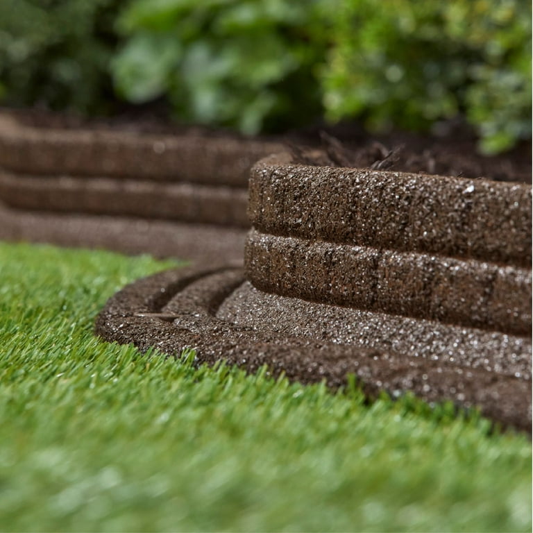 GroundSmart Brickface Landscape Edging, 4' Brown Rubber Garden .