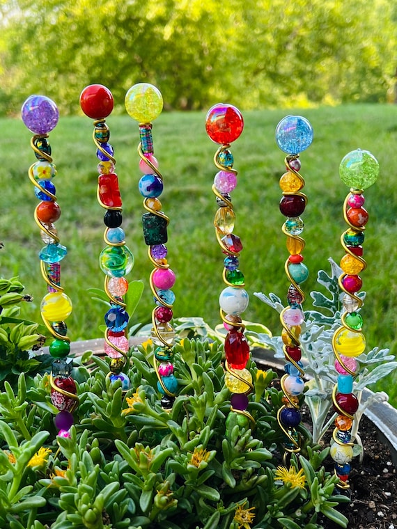 Large Beaded Garden Stake. Garden Decor. Summer Decor. Floral .