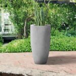 PLANTARA 24 in. H Tall Raw Concrete Planter, Large Outdoor Plant .