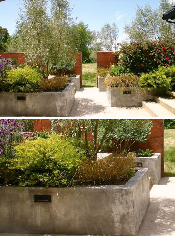 10 Excellent Examples Of Built-In Concrete Planters | Large .