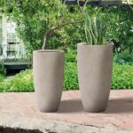 PLANTARA 32 in. and 23.6 in. H Tall Concrete Planter, Large .