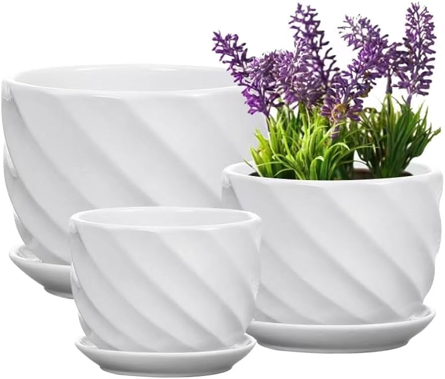 Amazon.com: YINGERHUAN Set of 3 Ceramic Plant Pot - Flower Plant .