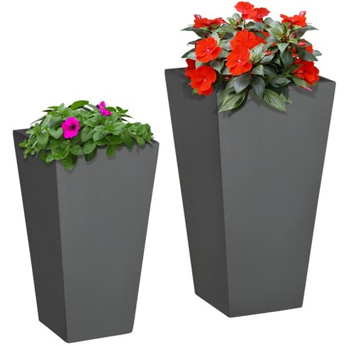 Outsunny 2-pack Mgo Flower Pots With Drainage Holes, Outdoor .