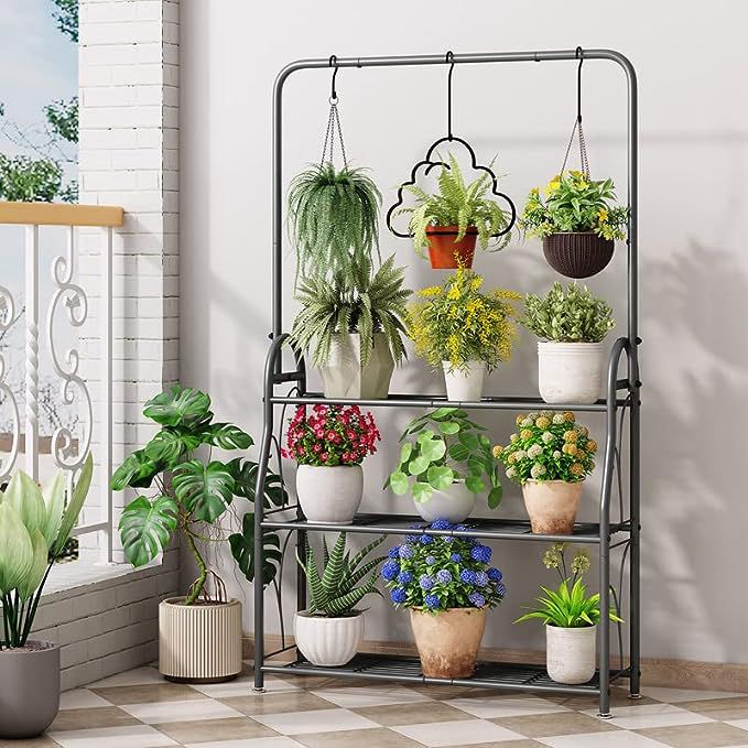 SORCEDAS Plant Stand 3 Tier Indoor Outdoor Tall Corner Hanging .