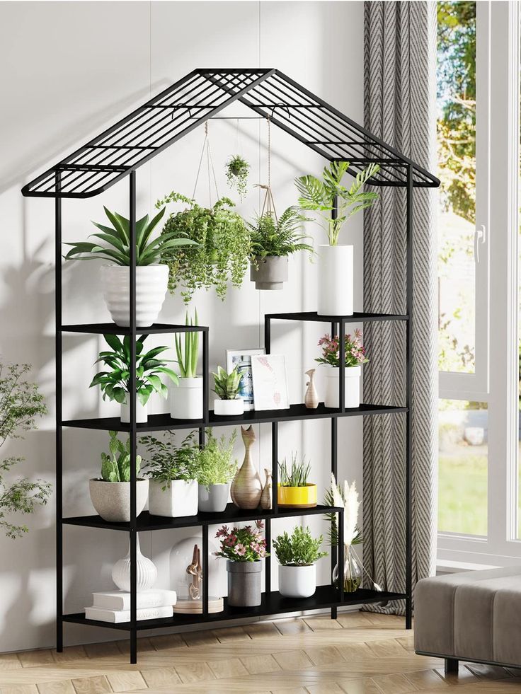 Spampur Metal Plant Shelf Indoor Outdoor, 16 Potted Tall Stands .