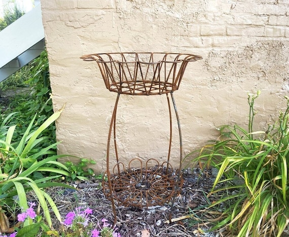 Wrought Iron 33.5 Petal Plant Stand Outdoor Patio Decor Metal .