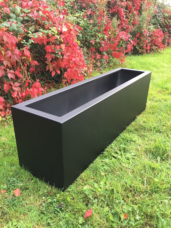 Black Extra Large Metal Garden Planter Pot Trough - Et