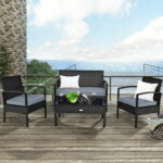 Costway 4PCS Outdoor Backyard Deck Patio Rattan Furniture Set .