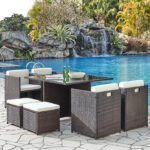 Cube Rattan Garden Furniture 9 Piece Set - Bro