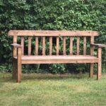 Garden Bench Seat, With Wide Arms, Natural Wood, Rustic Country .