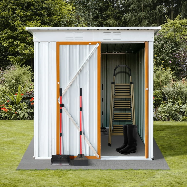 5x3 FT Outdoor Storage Shed, Galvanized Steel Garden Shed with .