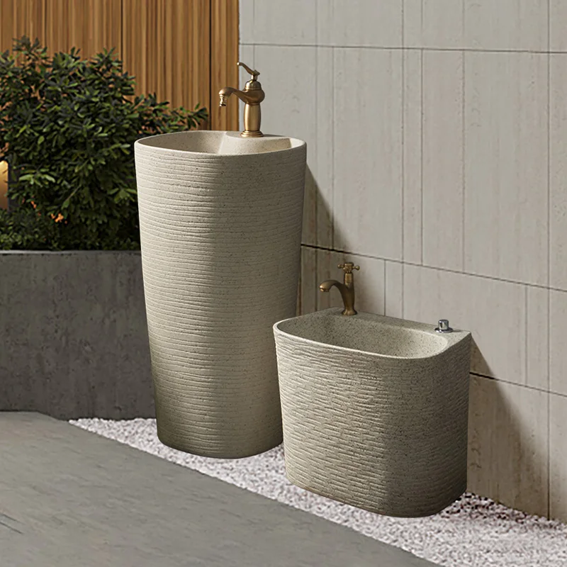 Courtyard Pedestal Basin Integrated Floor-type Garden Sink Outdoor .