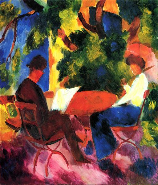 At the Garden Table, 1914 - August Macke - WikiArt.o