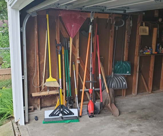 MORE SLOTS Yard Tool Rack , Garden Tool Rack, Shed, Gardening .