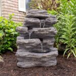 Pure Garden Outdoor Cascading Water Fountain with Natural Looking .