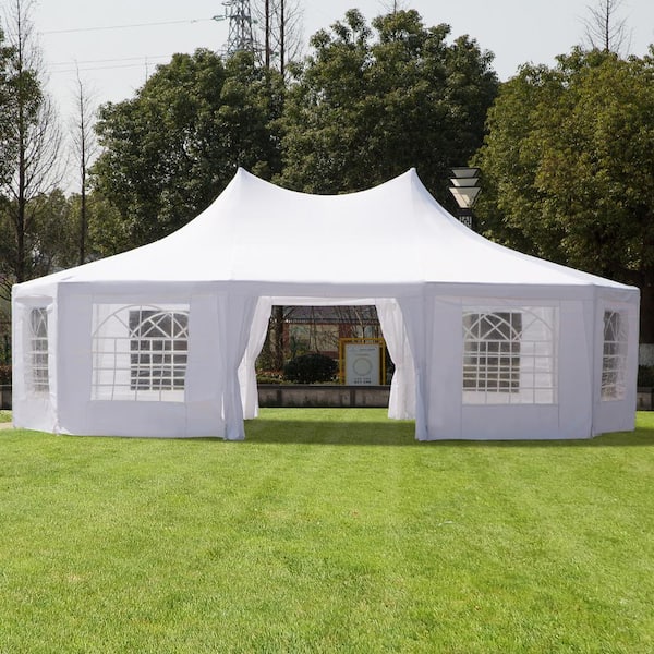 Outsunny 21 ft x 29 ft White Large 10-Wall Event Wedding Gazebo .