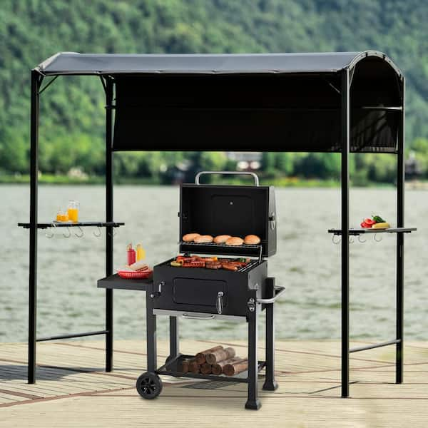 7 ft. x 4.5 ft. Gray Grill Gazebo Patio Outdoor BBQ Grill Gazebo .